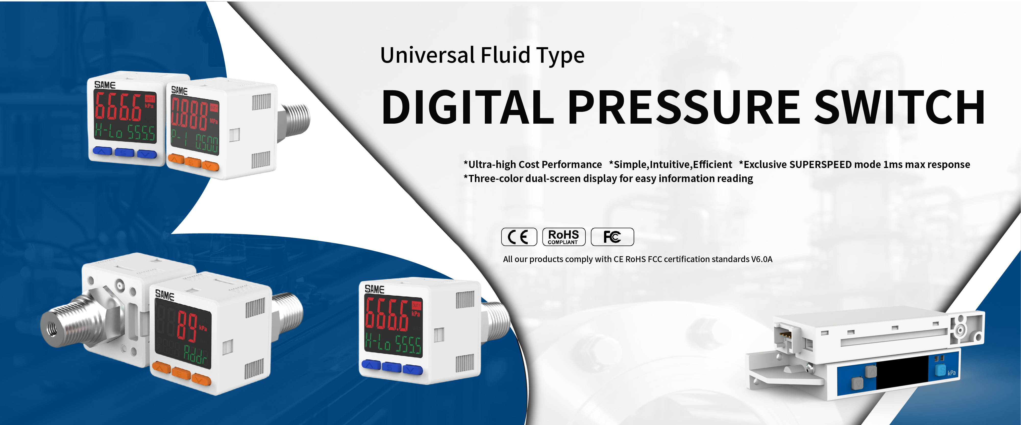 Universal Fluid Type Digital Pressure Switch